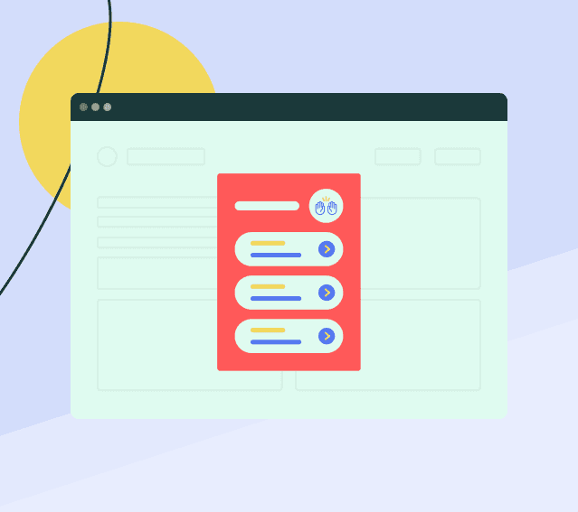 Illustration of an in-app checklist widget with three tasks over a web page