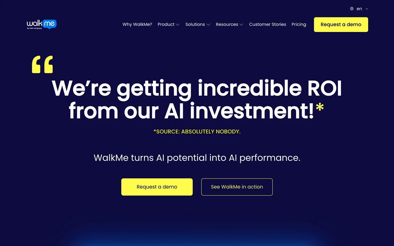 WalkMe's homepage, October 2026